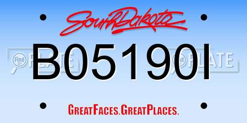B05190I South Dakota License Plate