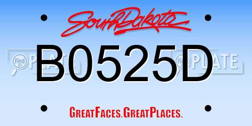 B0525D South Dakota License Plate