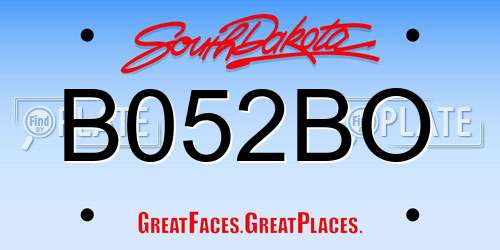 B052BO South Dakota License Plate