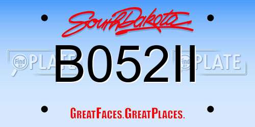 B052II South Dakota License Plate