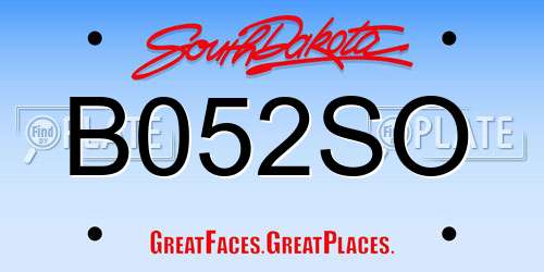 B052SO South Dakota License Plate