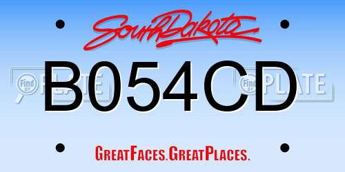 B054CD South Dakota License Plate