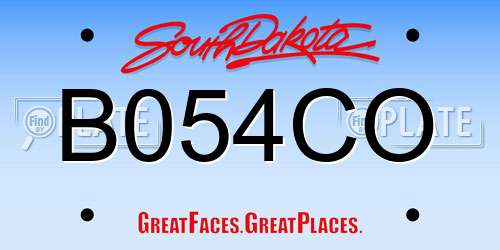 B054CO South Dakota License Plate