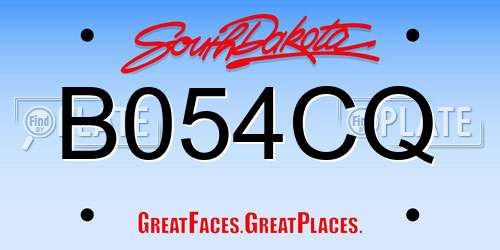 B054CQ South Dakota License Plate