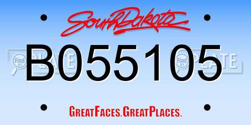 B055105 South Dakota License Plate
