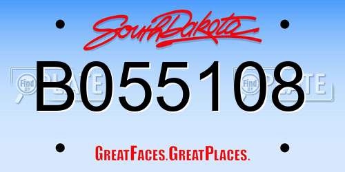 B055108 South Dakota License Plate