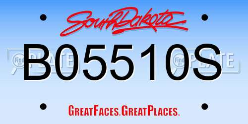 B05510S South Dakota License Plate