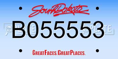 B055553 South Dakota License Plate