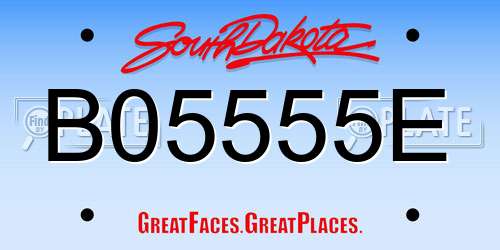 B05555E South Dakota License Plate