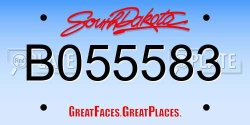 B055583 South Dakota License Plate