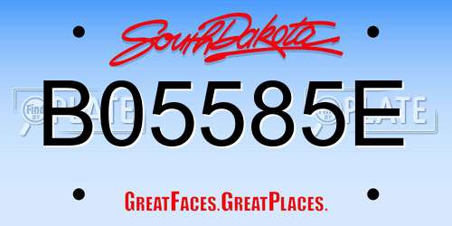 B05585E South Dakota License Plate