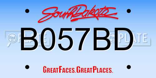 B057BD South Dakota License Plate