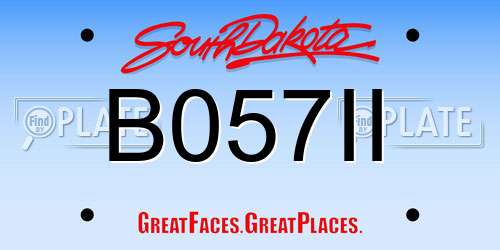 B057II South Dakota License Plate