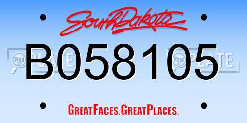 B058105 South Dakota License Plate