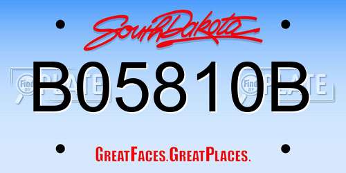 B05810B South Dakota License Plate