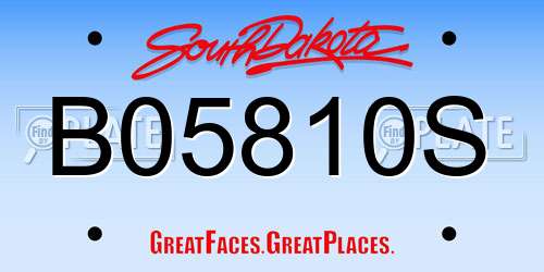 B05810S South Dakota License Plate