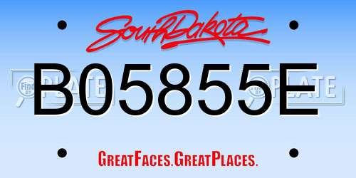 B05855E South Dakota License Plate