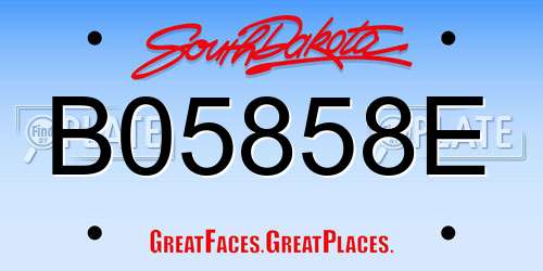 B05858E South Dakota License Plate