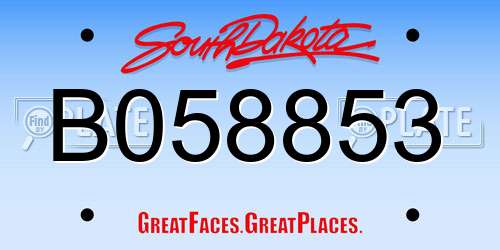 B058853 South Dakota License Plate