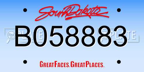 B058883 South Dakota License Plate