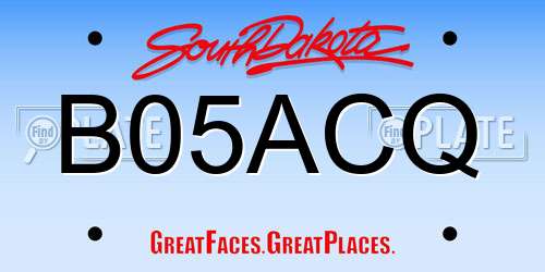B05ACQ South Dakota License Plate