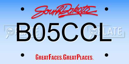 B05CCL South Dakota License Plate