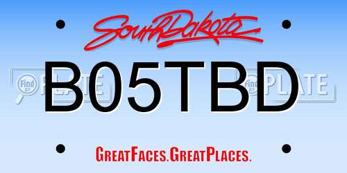 B05TBD South Dakota License Plate