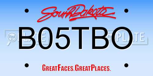 B05TBO South Dakota License Plate