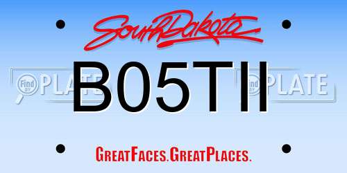 B05TII South Dakota License Plate