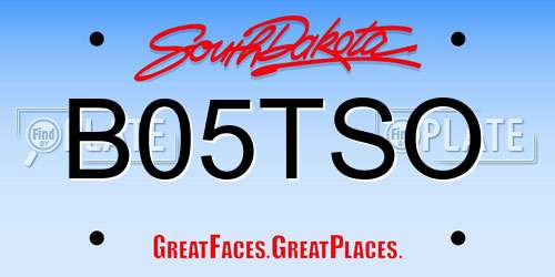 B05TSO South Dakota License Plate