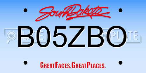 B05ZBO South Dakota License Plate