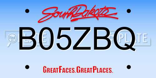 B05ZBQ South Dakota License Plate