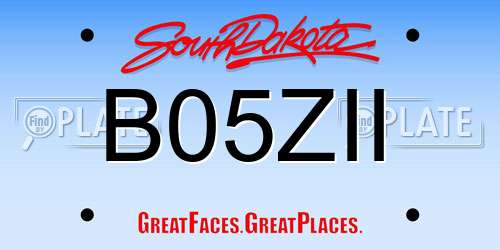 B05ZII South Dakota License Plate