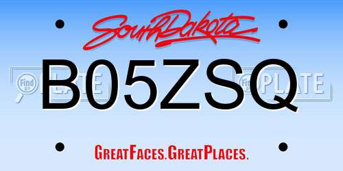 B05ZSQ South Dakota License Plate