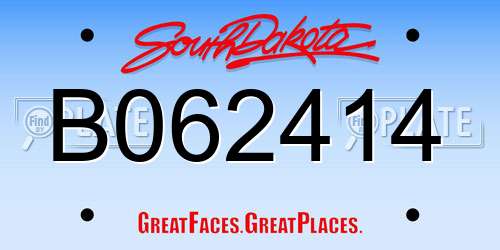B062414 South Dakota License Plate