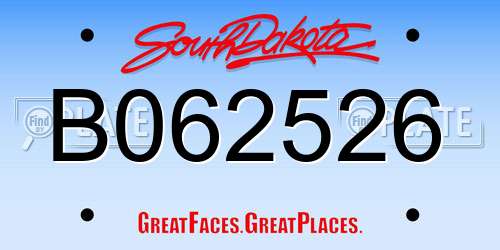 B062526 South Dakota License Plate