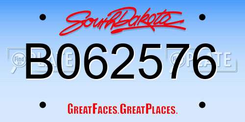 B062576 South Dakota License Plate