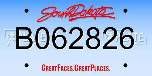 B062826 South Dakota License Plate