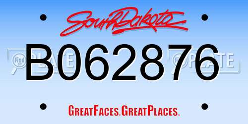 B062876 South Dakota License Plate