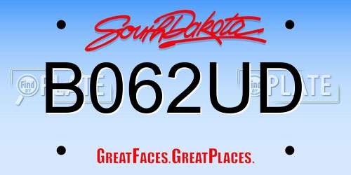 B062UD South Dakota License Plate