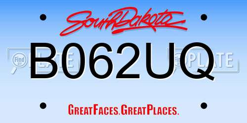 B062UQ South Dakota License Plate
