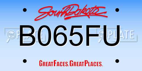 B065FU South Dakota License Plate