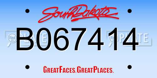 B067414 South Dakota License Plate