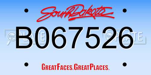 B067526 South Dakota License Plate