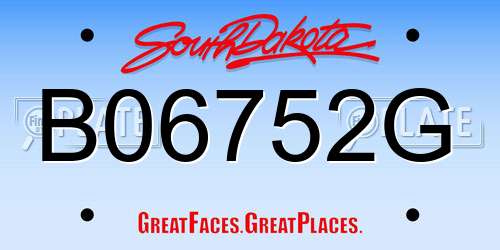 B06752G South Dakota License Plate