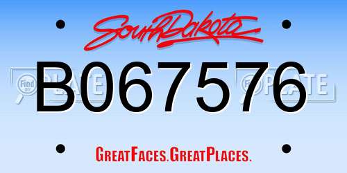 B067576 South Dakota License Plate