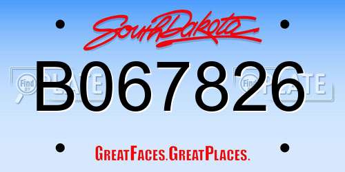 B067826 South Dakota License Plate