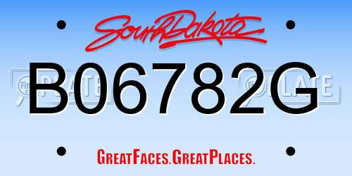 B06782G South Dakota License Plate