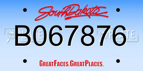 B067876 South Dakota License Plate