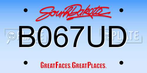 B067UD South Dakota License Plate